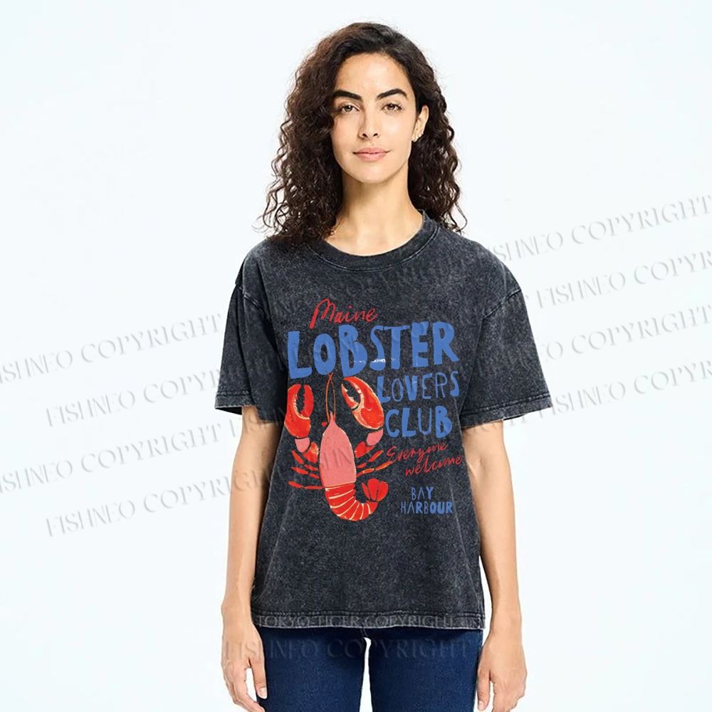 Unisex Maine Lobster Lovers Club Printed Washed Tee