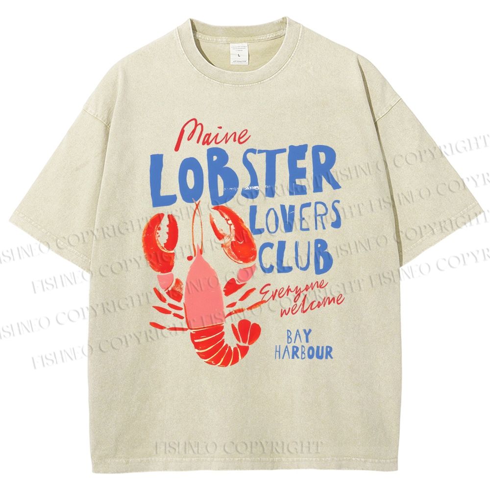 Unisex Maine Lobster Lovers Club Printed Washed Tee