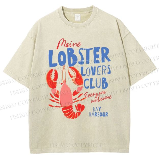 Unisex Maine Lobster Lovers Club Printed Washed Tee