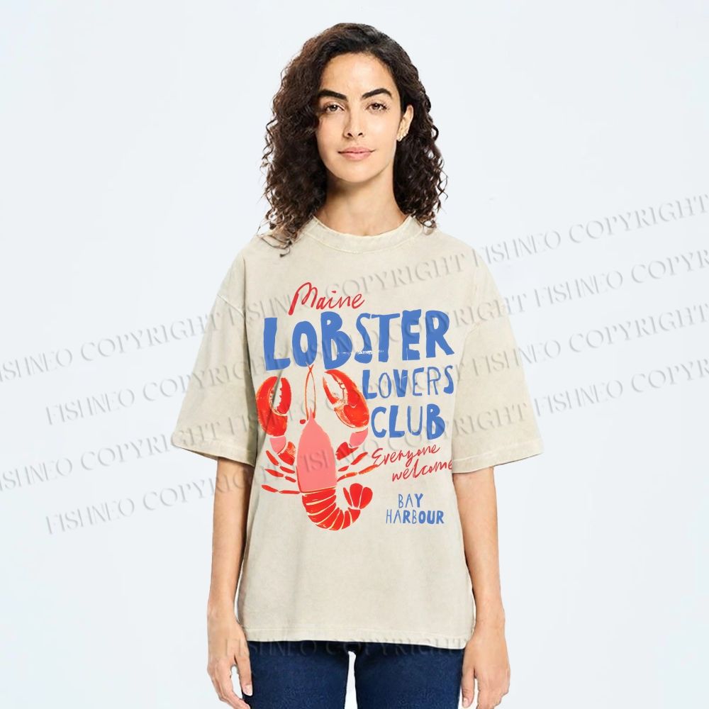 Unisex Maine Lobster Lovers Club Printed Washed Tee