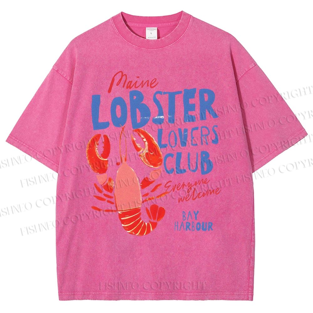 Unisex Maine Lobster Lovers Club Printed Washed Tee