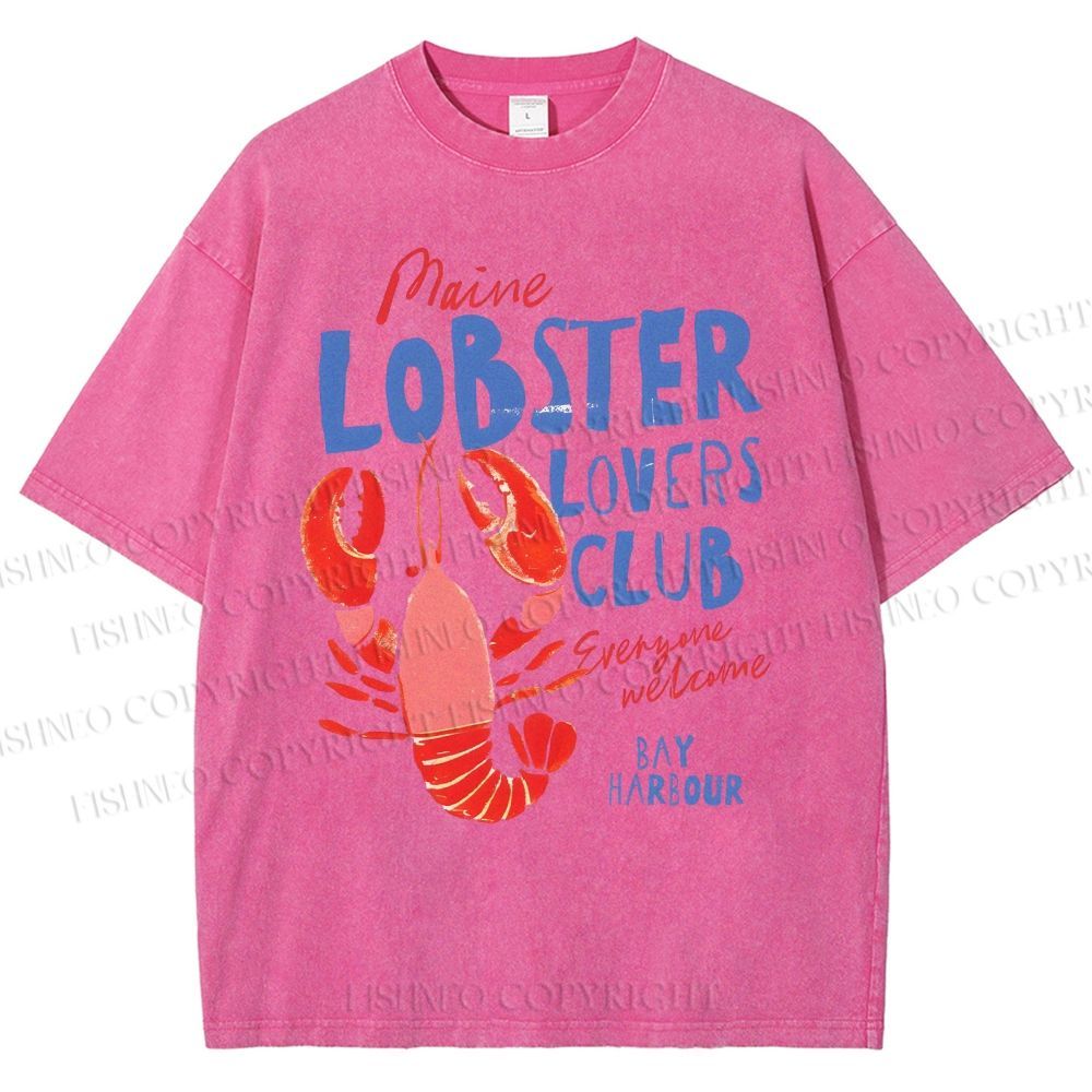 Unisex Maine Lobster Lovers Club Printed Washed Tee