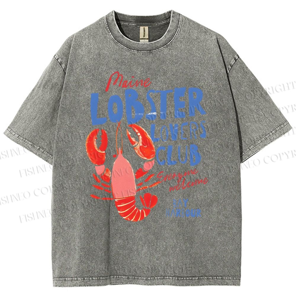 Unisex Maine Lobster Lovers Club Printed Washed Tee