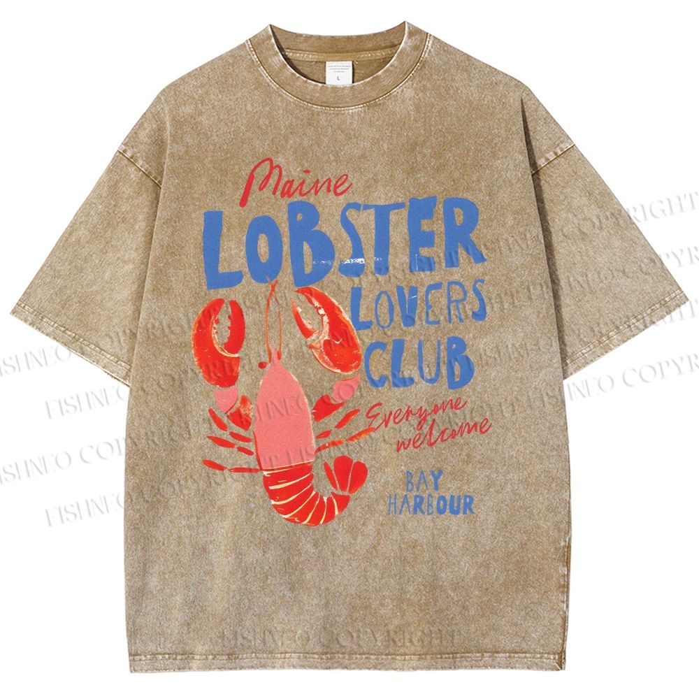 Unisex Maine Lobster Lovers Club Printed Washed Tee