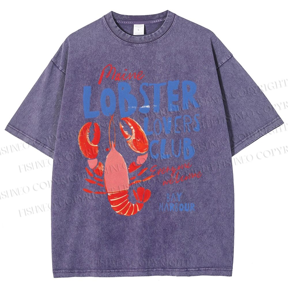 Unisex Maine Lobster Lovers Club Printed Washed Tee
