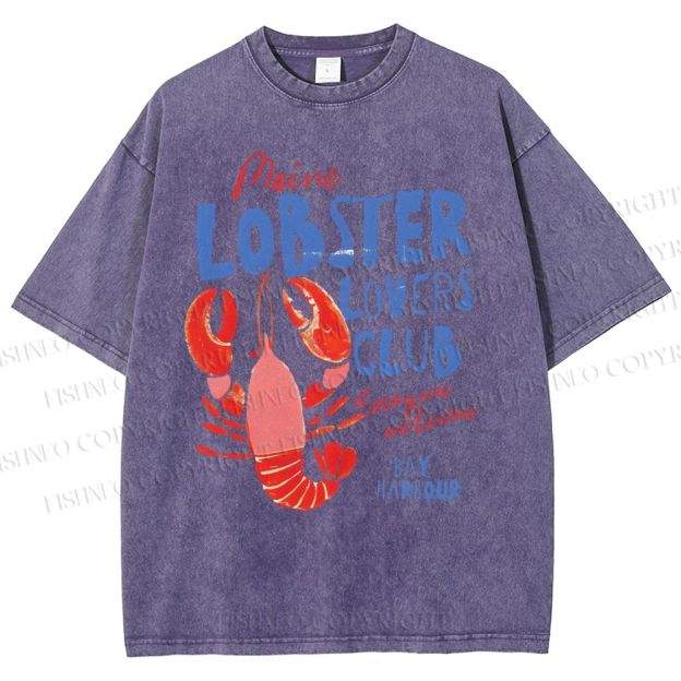 Unisex Maine Lobster Lovers Club Printed Washed Tee