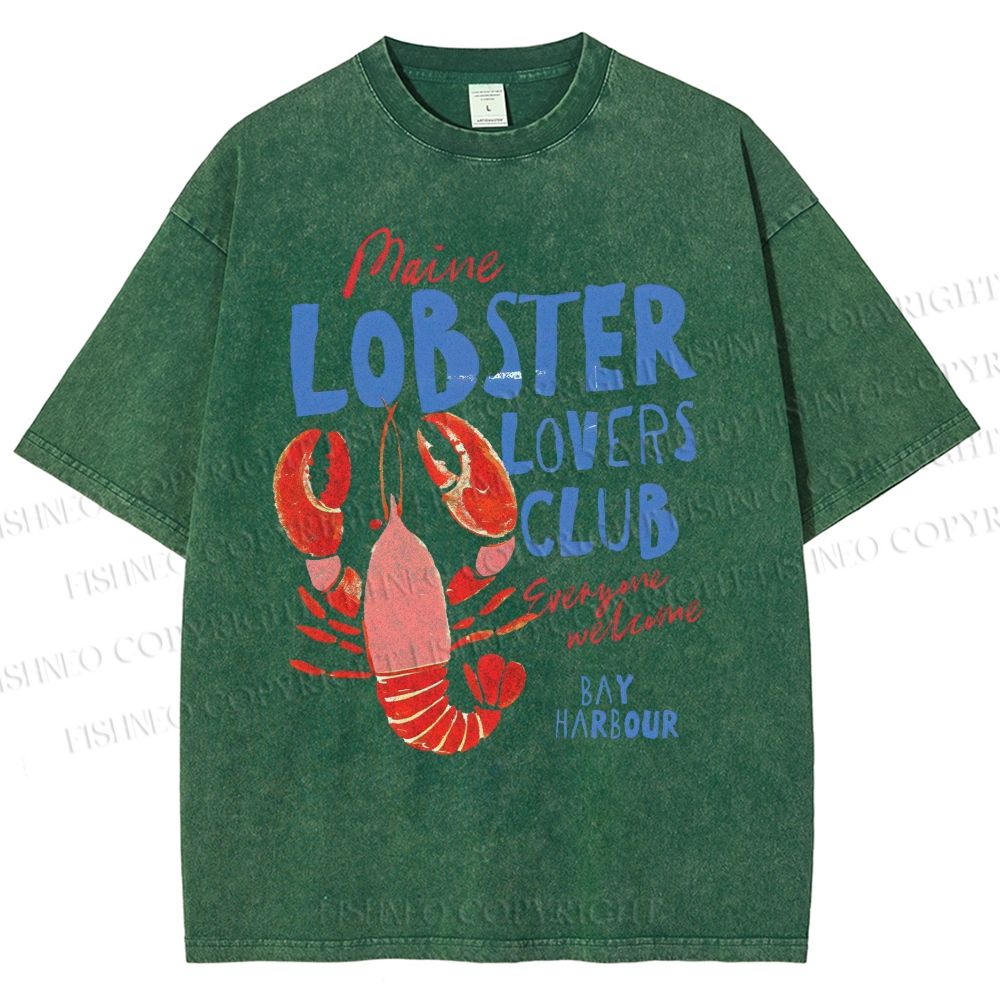 Unisex Maine Lobster Lovers Club Printed Washed Tee