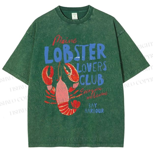 Unisex Maine Lobster Lovers Club Printed Washed Tee