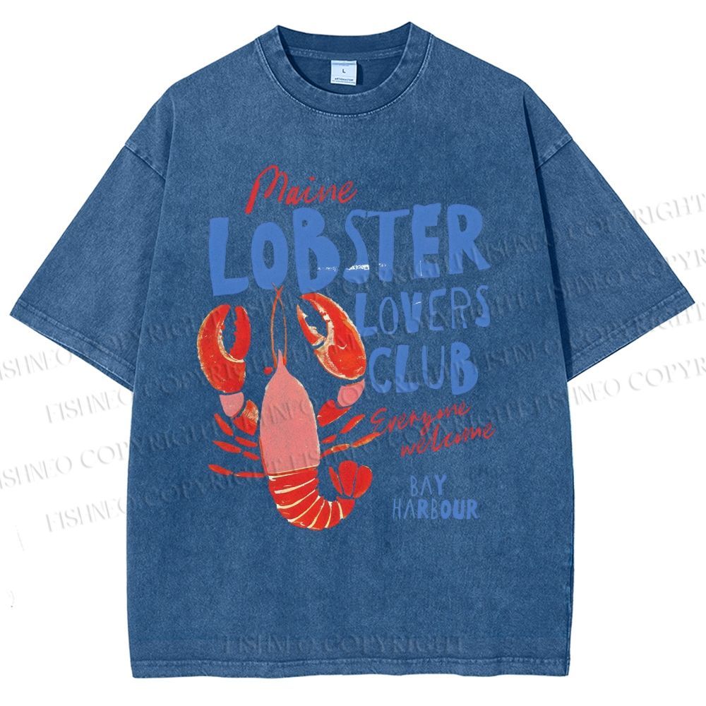 Unisex Maine Lobster Lovers Club Printed Washed Tee