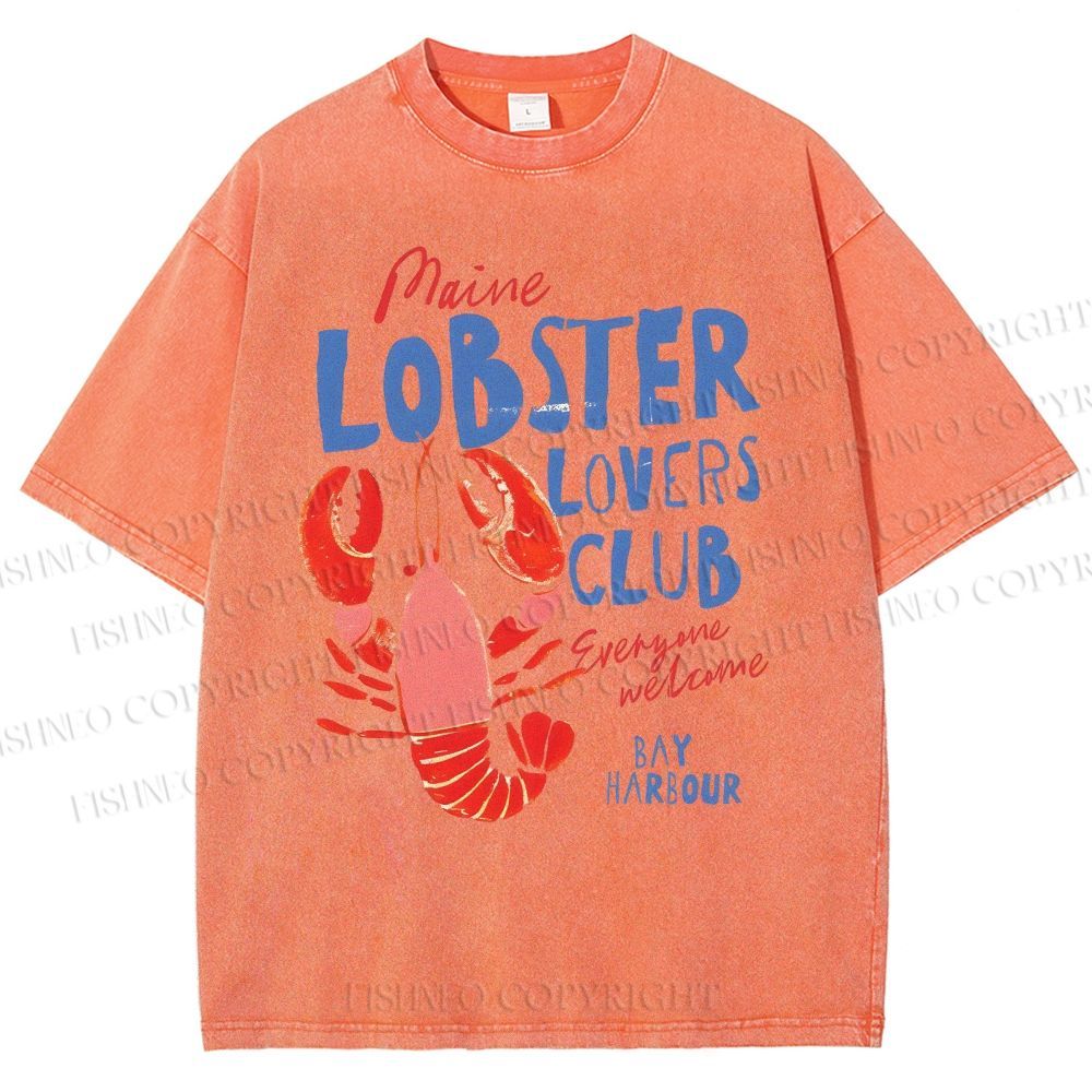 Unisex Maine Lobster Lovers Club Printed Washed Tee