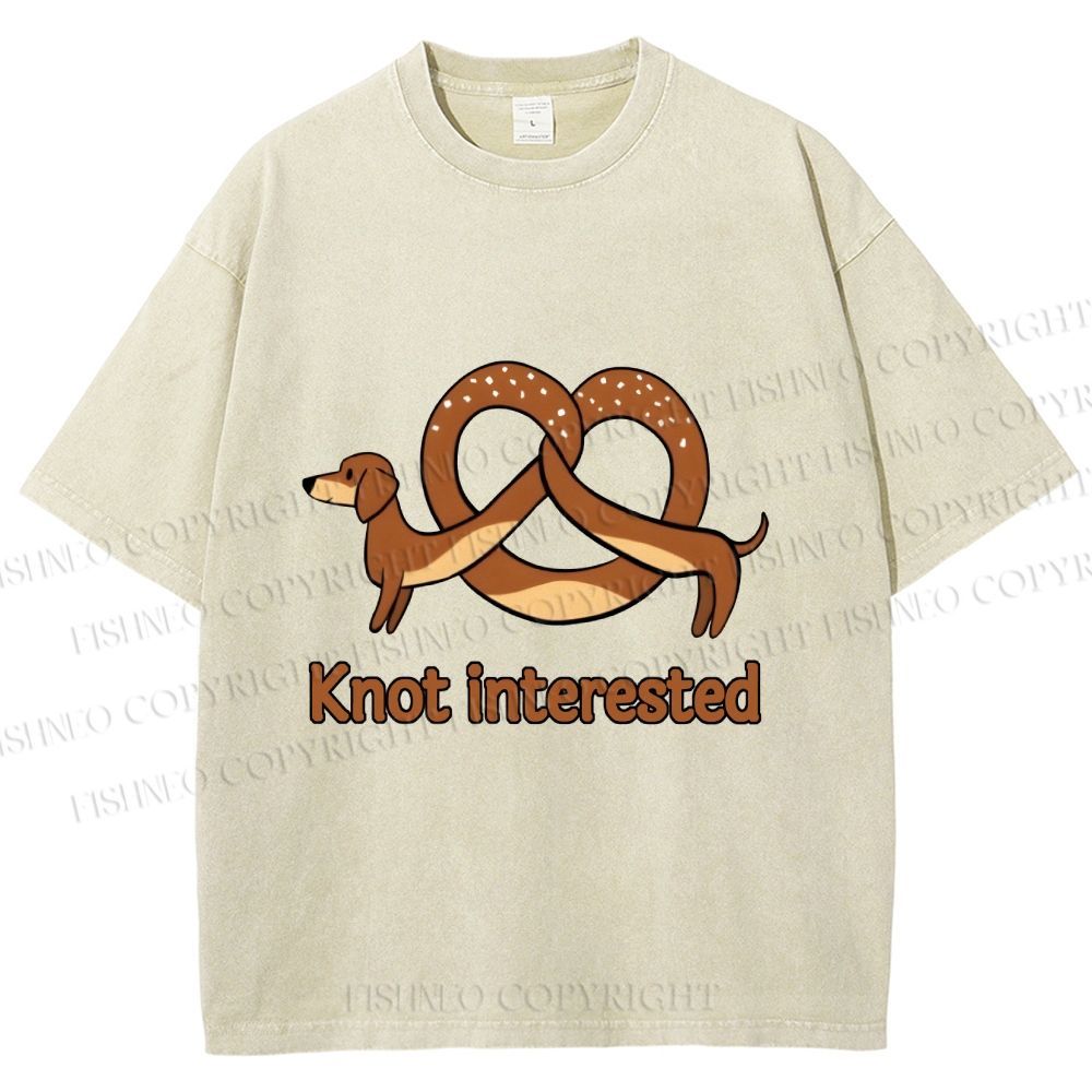 Unisex Dachshund Dog Pretzel Bread Knot interested Printed Washed Tee