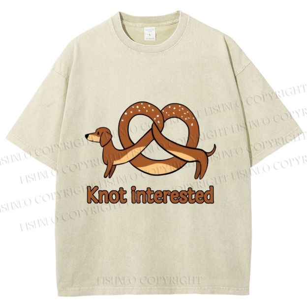 Unisex Dachshund Dog Pretzel Bread Knot interested Printed Washed Tee