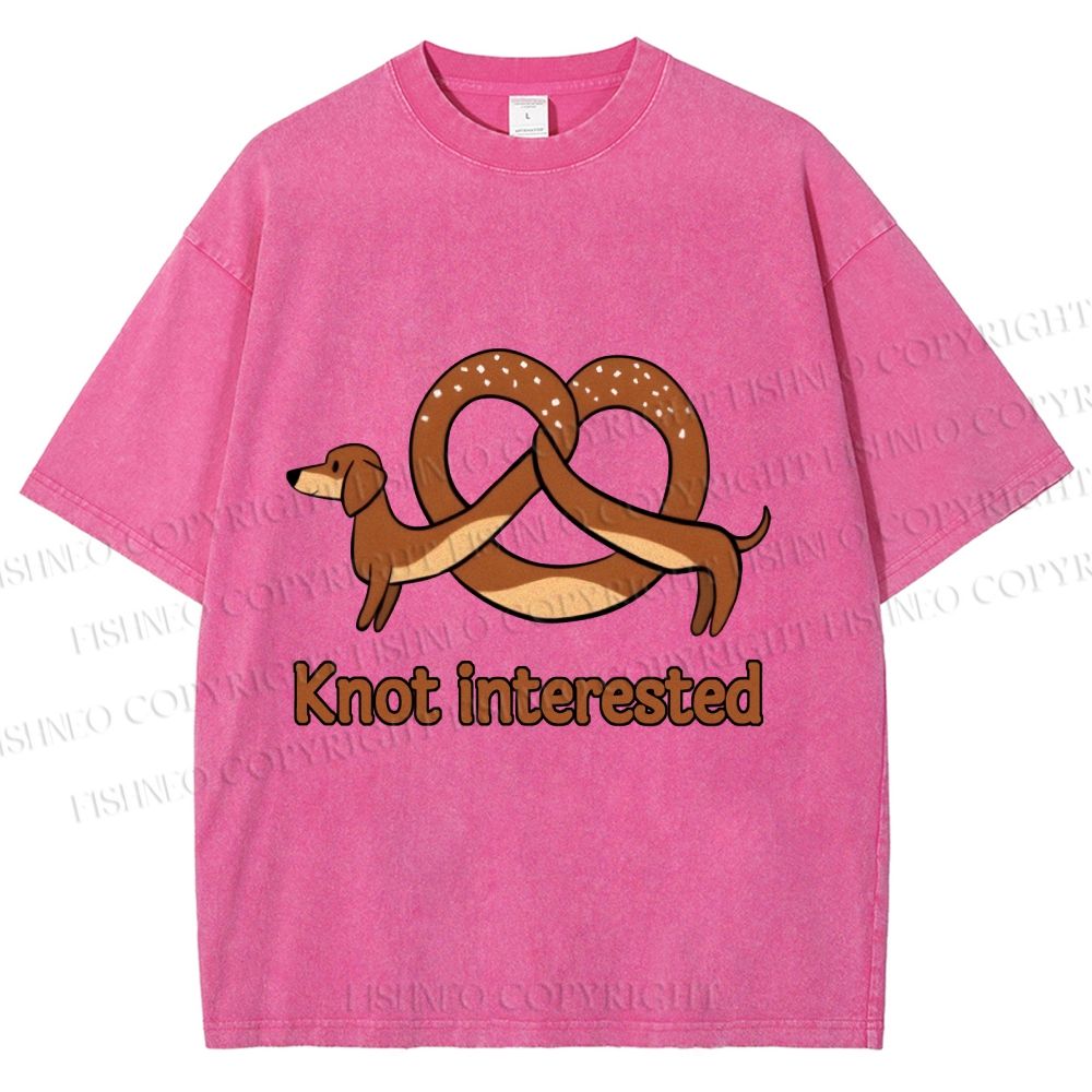 Unisex Dachshund Dog Pretzel Bread Knot interested Printed Washed Tee