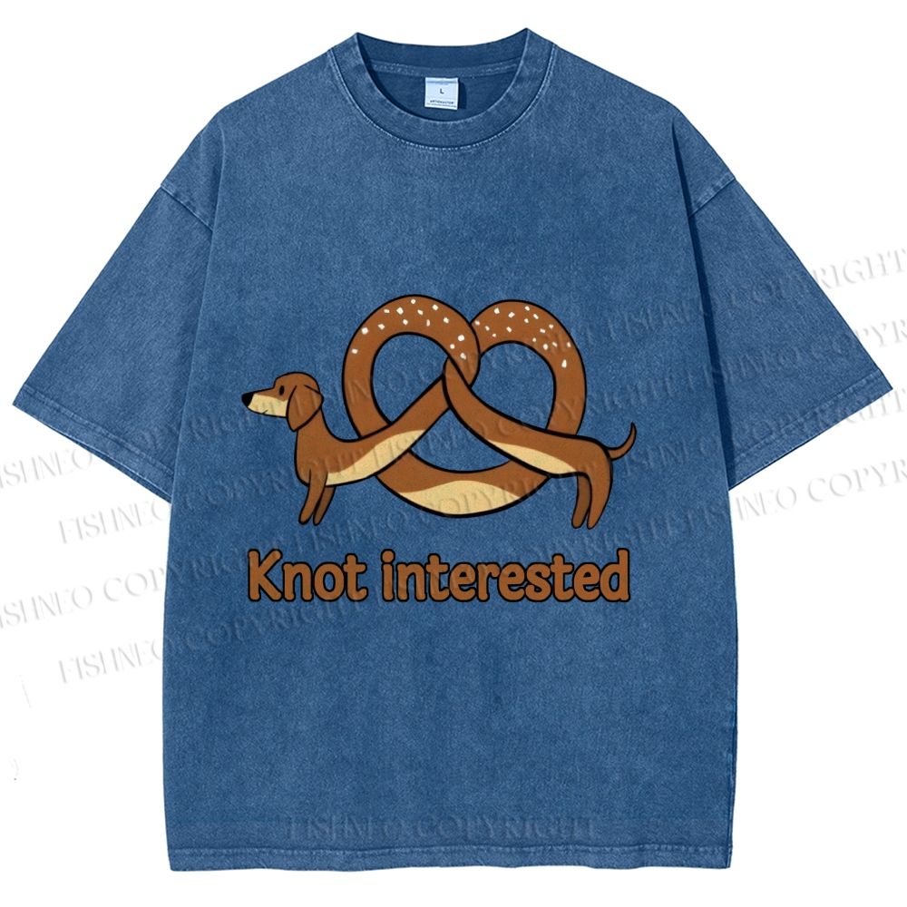 Unisex Dachshund Dog Pretzel Bread Knot interested Printed Washed Tee