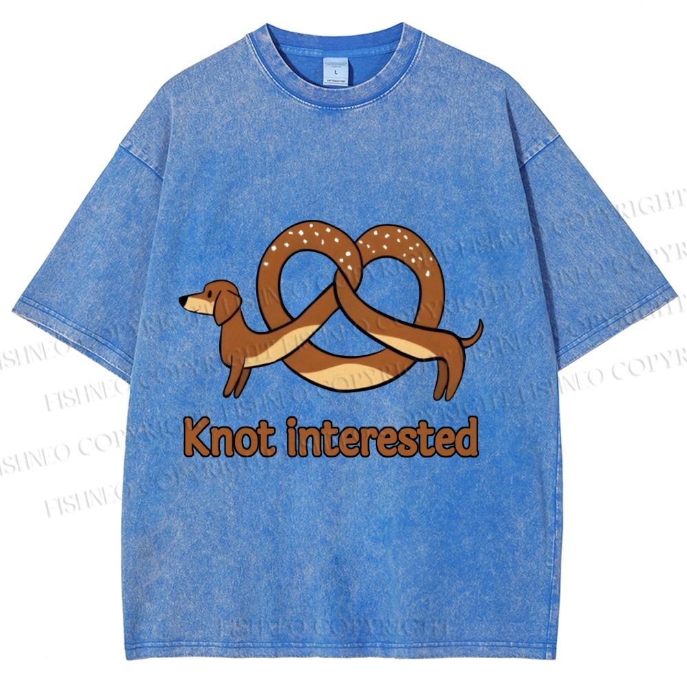 Unisex Dachshund Dog Pretzel Bread Knot interested Printed Washed Tee