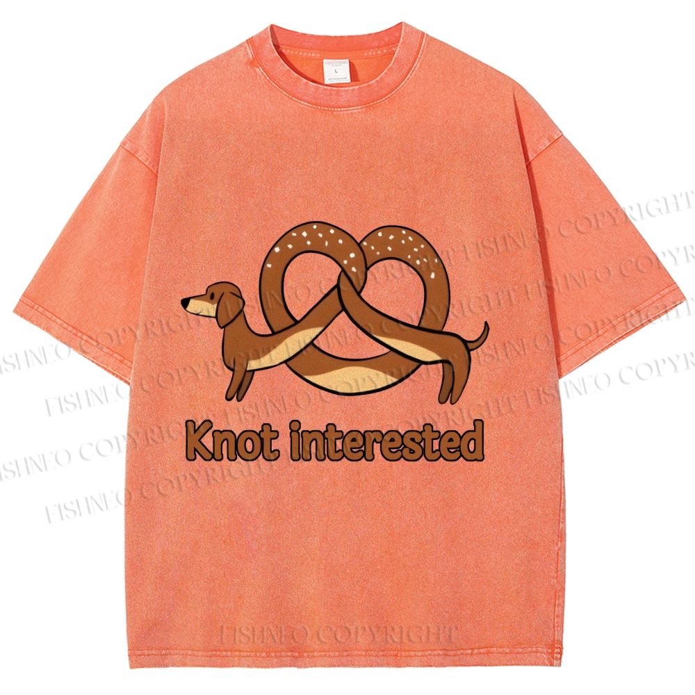 Unisex Dachshund Dog Pretzel Bread Knot interested Printed Washed Tee