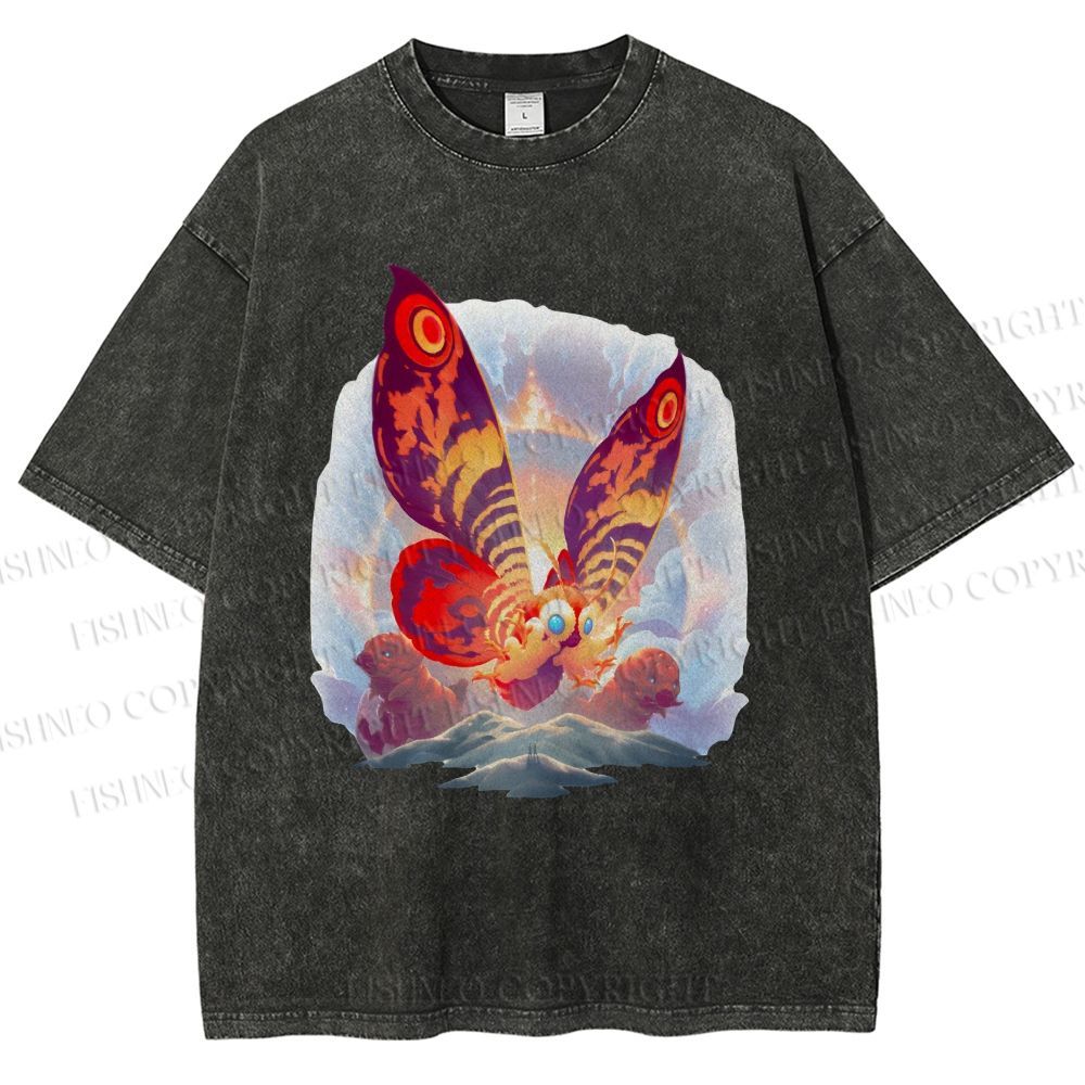 Unisex Mothra Printed Washed Tee