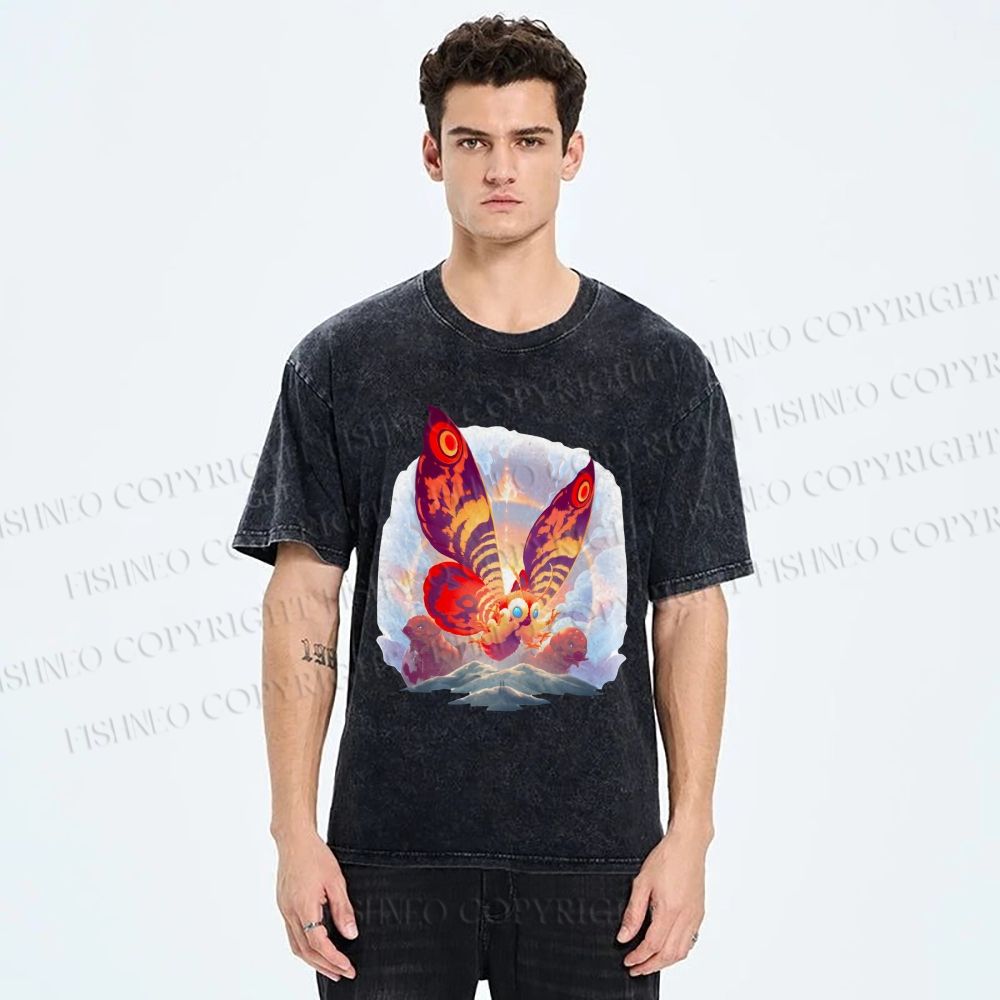 Unisex Mothra Printed Washed Tee