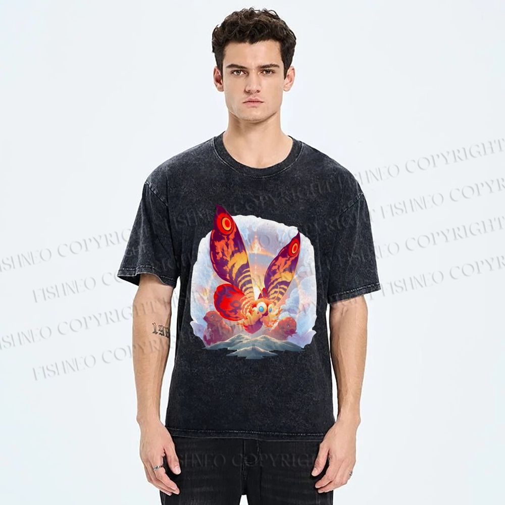 Unisex Mothra Printed Washed Tee