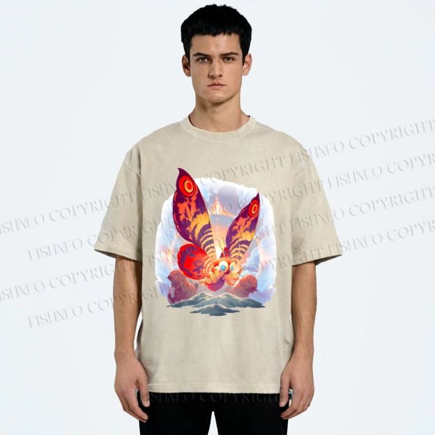 Unisex Mothra Printed Washed Tee
