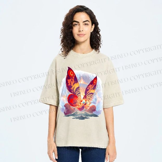 Unisex Mothra Printed Washed Tee