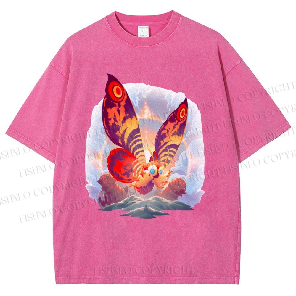 Unisex Mothra Printed Washed Tee
