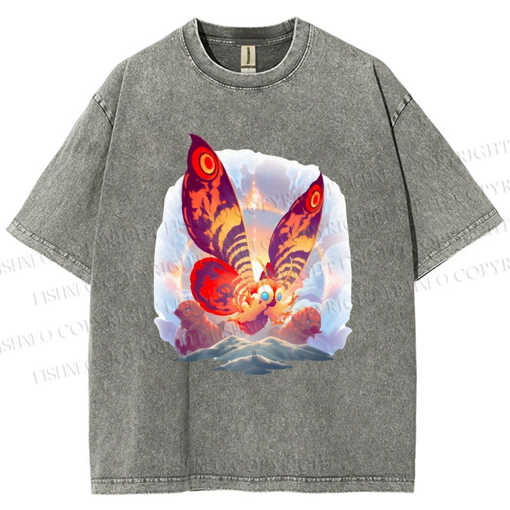 Unisex Mothra Printed Washed Tee
