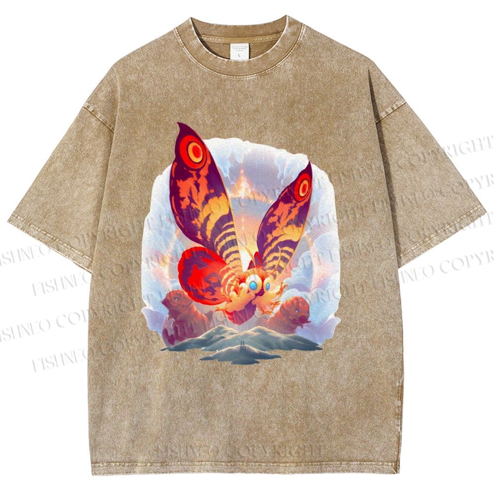 Unisex Mothra Printed Washed Tee