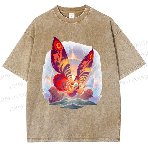Unisex Mothra Printed Washed Tee