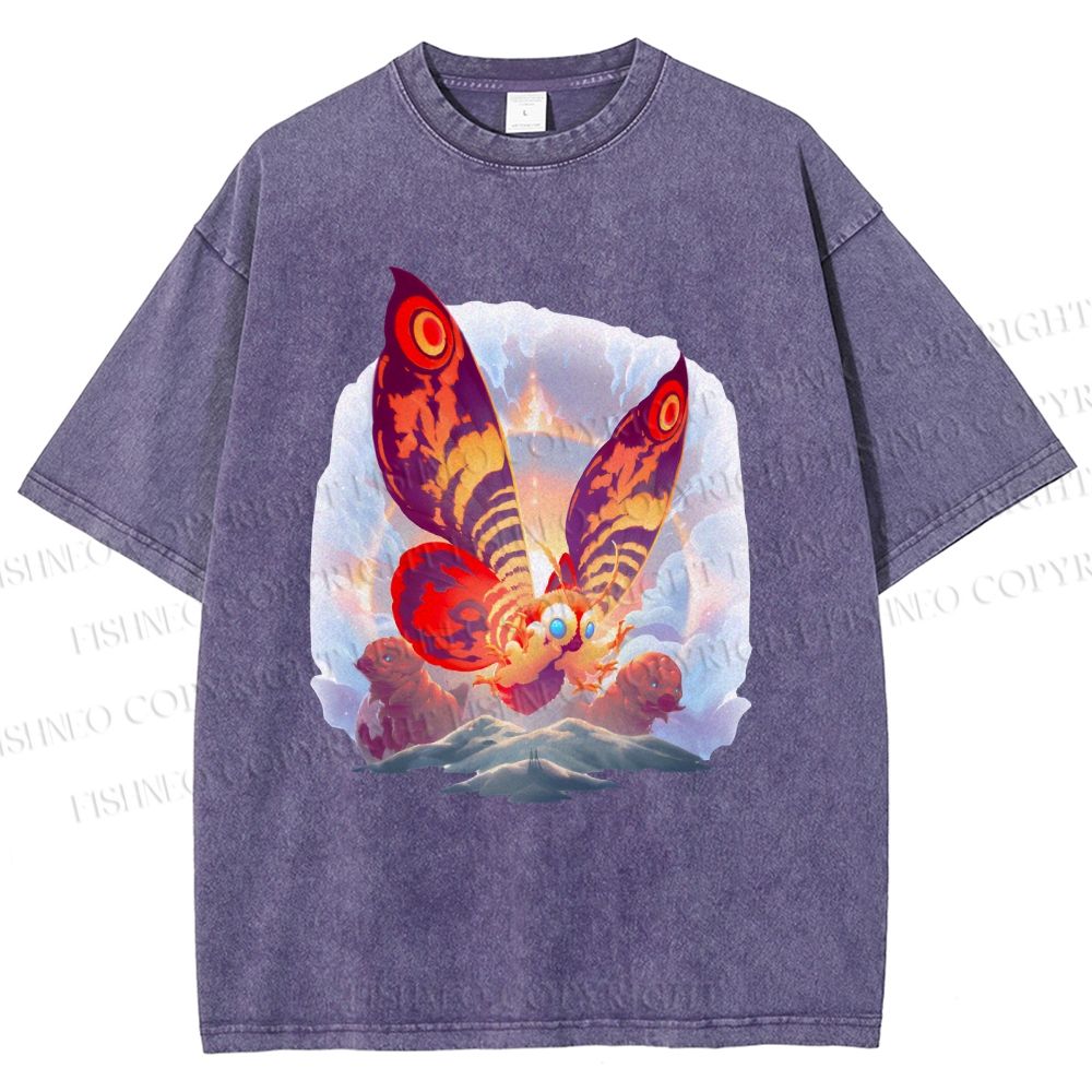 Unisex Mothra Printed Washed Tee