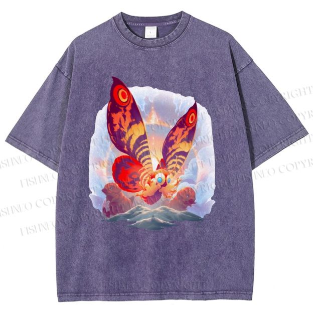 Unisex Mothra Printed Washed Tee