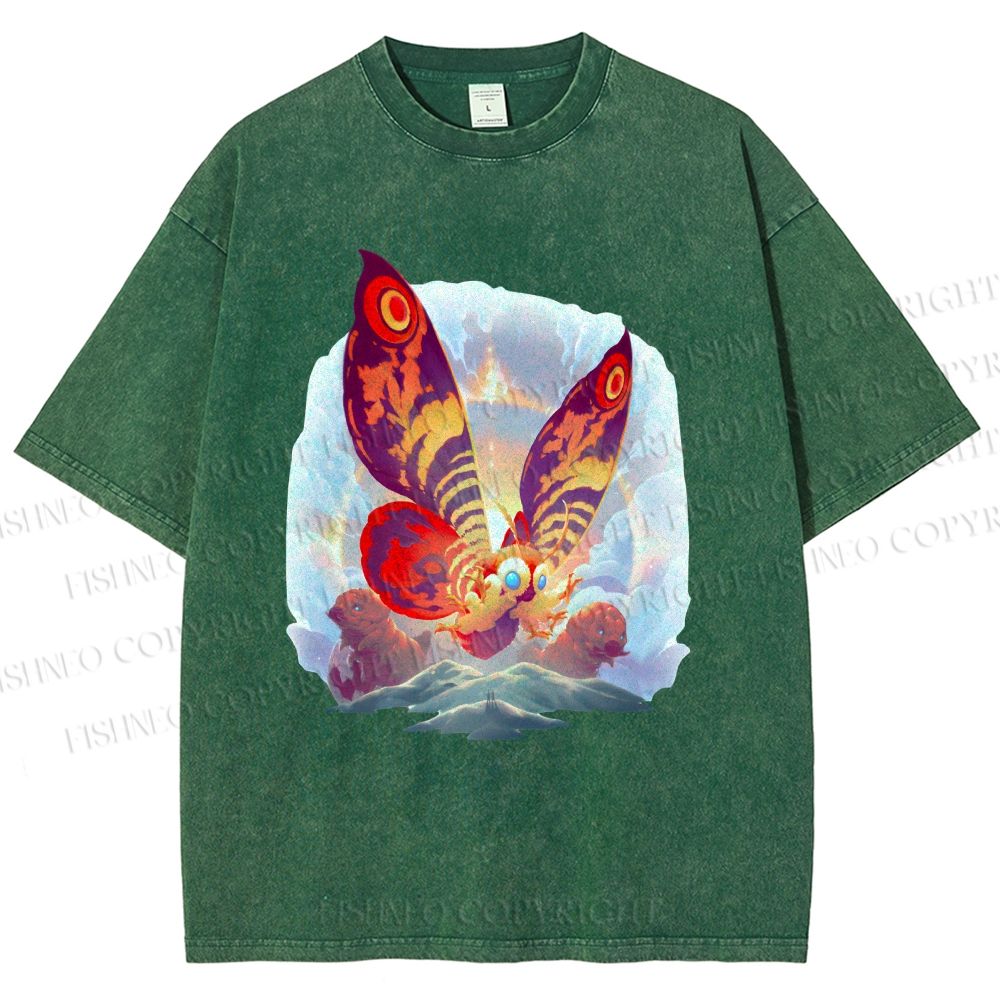 Unisex Mothra Printed Washed Tee
