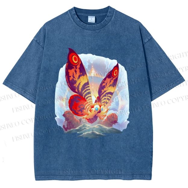 Unisex Mothra Printed Washed Tee