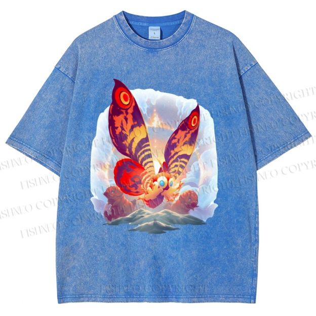 Unisex Mothra Printed Washed Tee