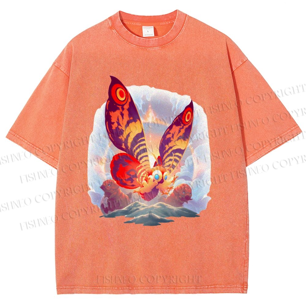 Unisex Mothra Printed Washed Tee