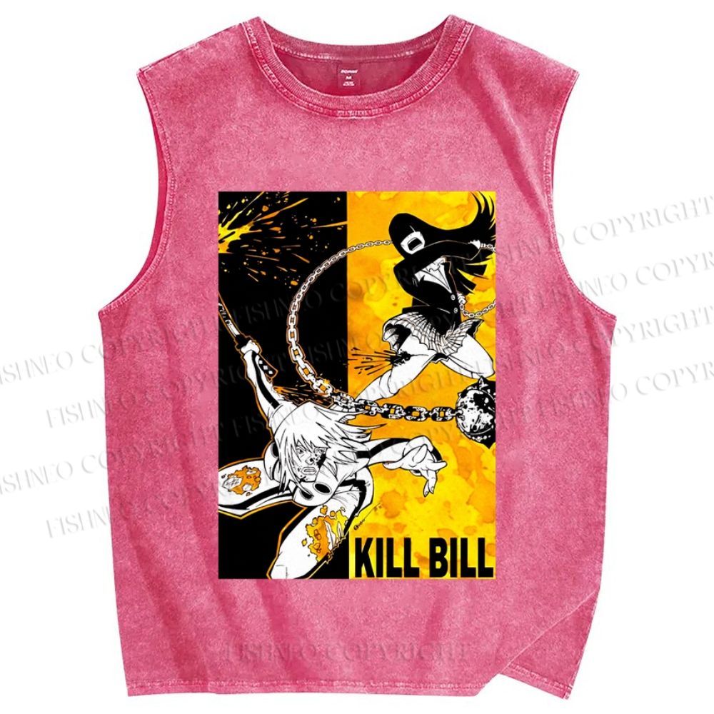 Unisex Kill Bill Graffiti Printed Washed Tank Top
