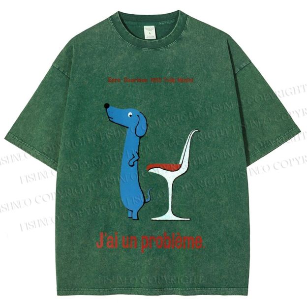 Unisex Dachshund Dog Tulip Chair Printed Washed Tee