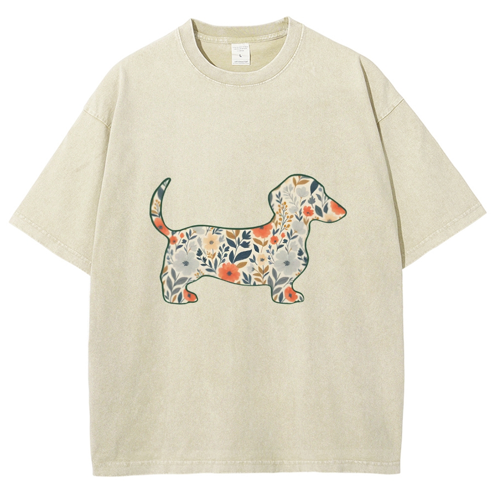 Floral Dachshund T-shirt