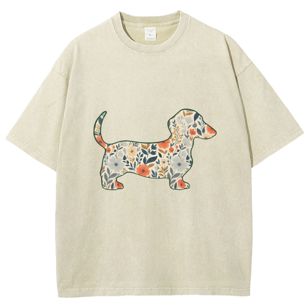 Floral Dachshund T-shirt