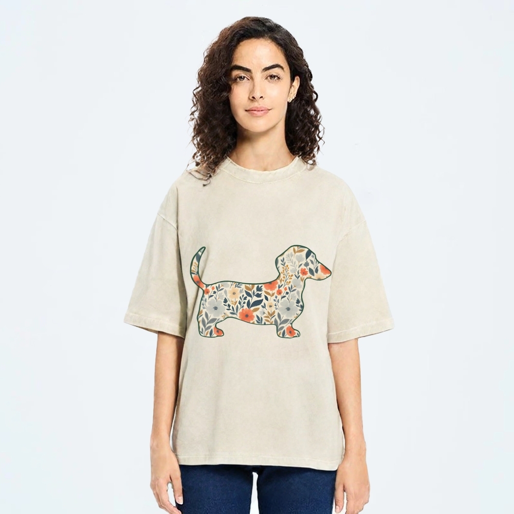 Floral Dachshund T-shirt