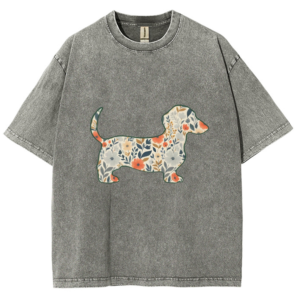 Floral Dachshund T-shirt