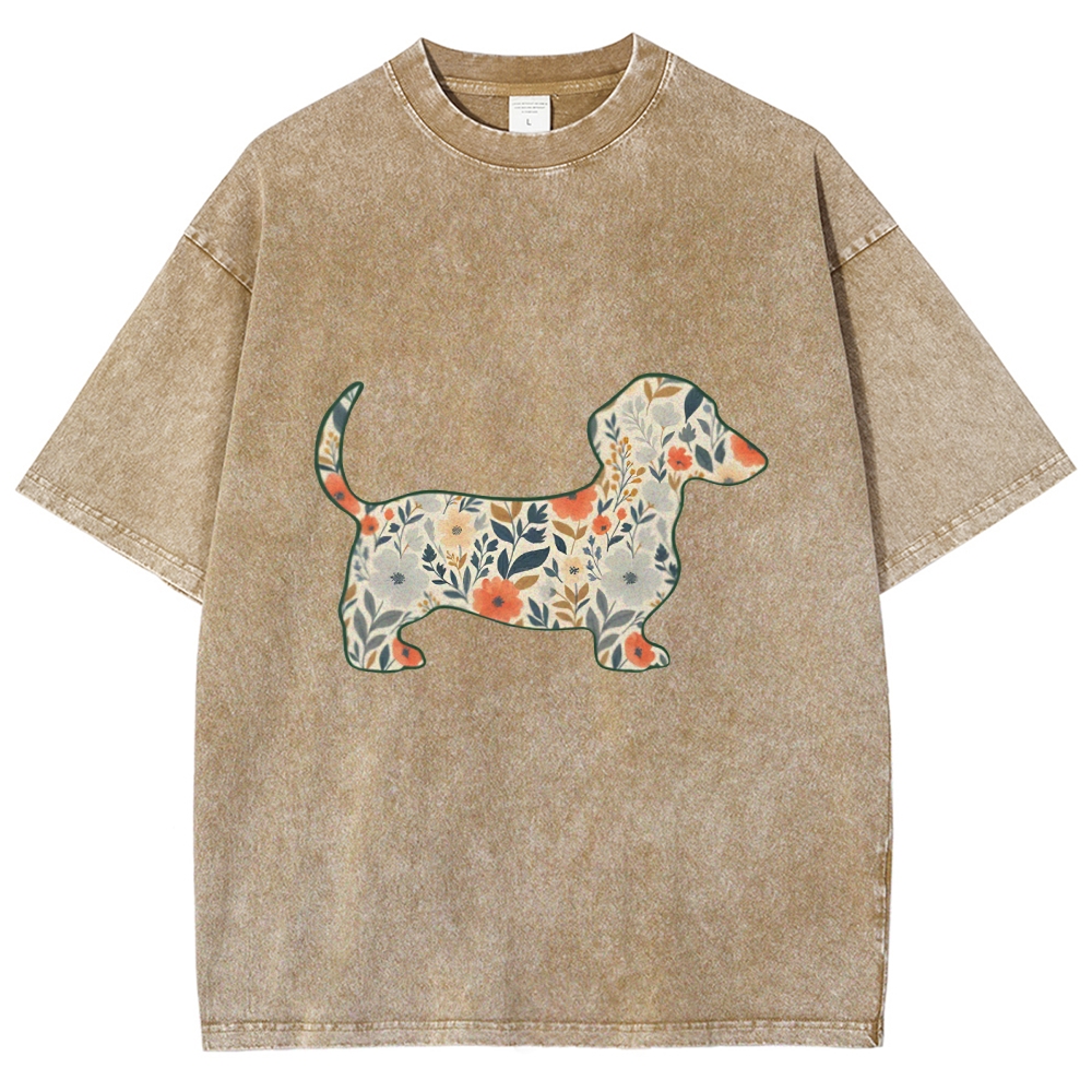 Floral Dachshund T-shirt