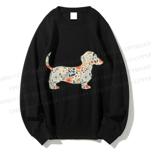 Unisex Floral Dachshund Printed Sweatshirt
