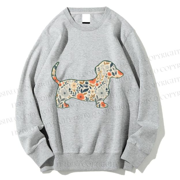 Unisex Floral Dachshund Printed Sweatshirt