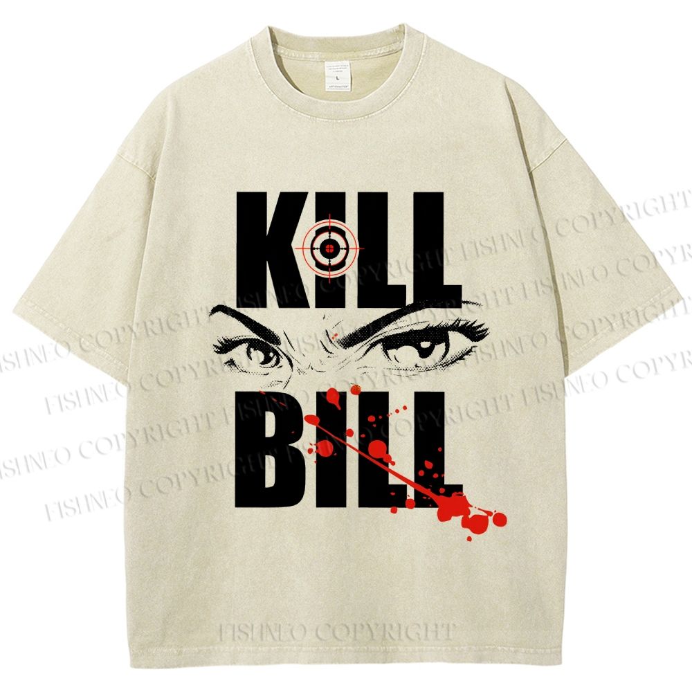 Unisex Kill Bill Eyes Printed Washed Tee