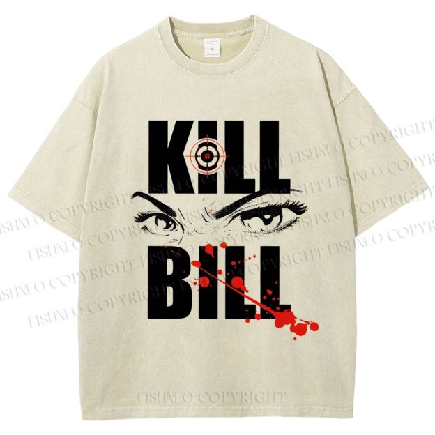 Unisex Kill Bill Eyes Printed Washed Tee