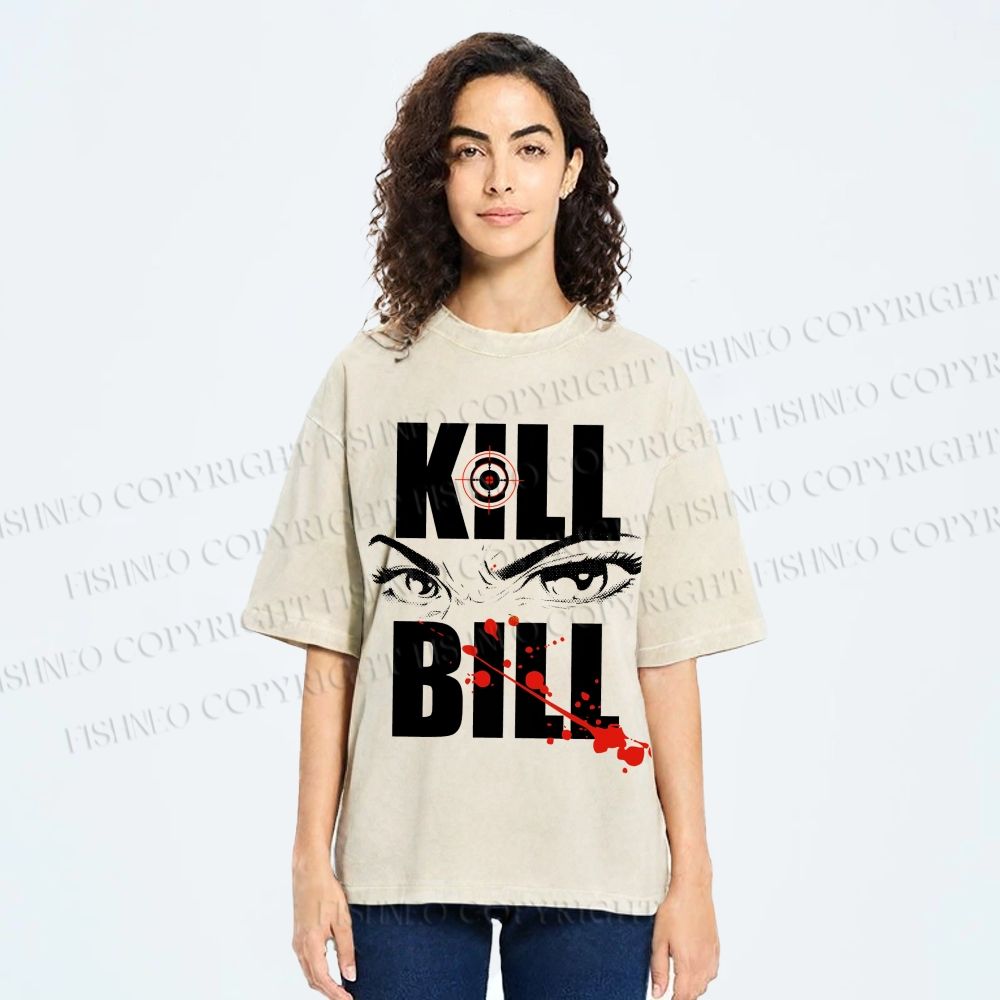 Unisex Kill Bill Eyes Printed Washed Tee