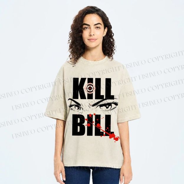 Unisex Kill Bill Eyes Printed Washed Tee