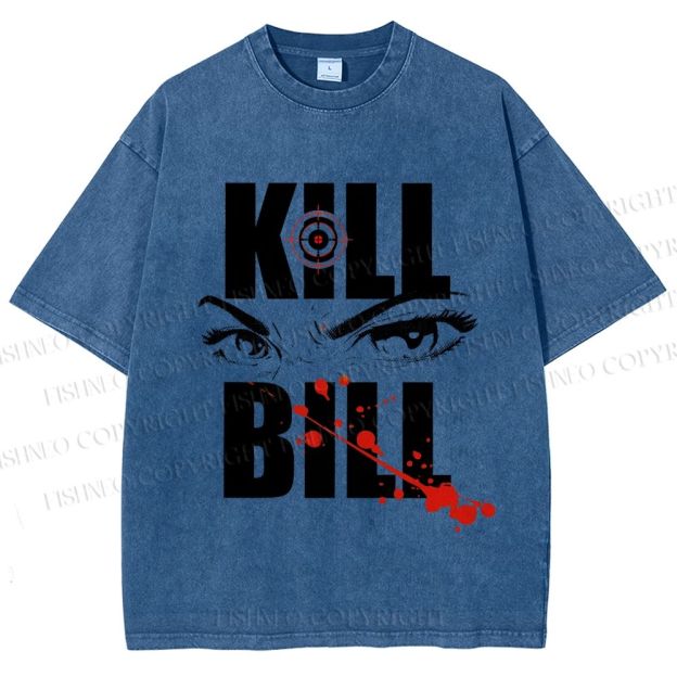 Unisex Kill Bill Eyes Printed Washed Tee