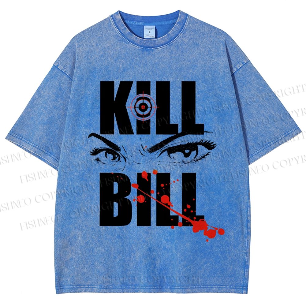 Unisex Kill Bill Eyes Printed Washed Tee